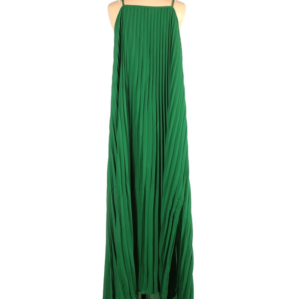 Green Pleated Maxi Dress